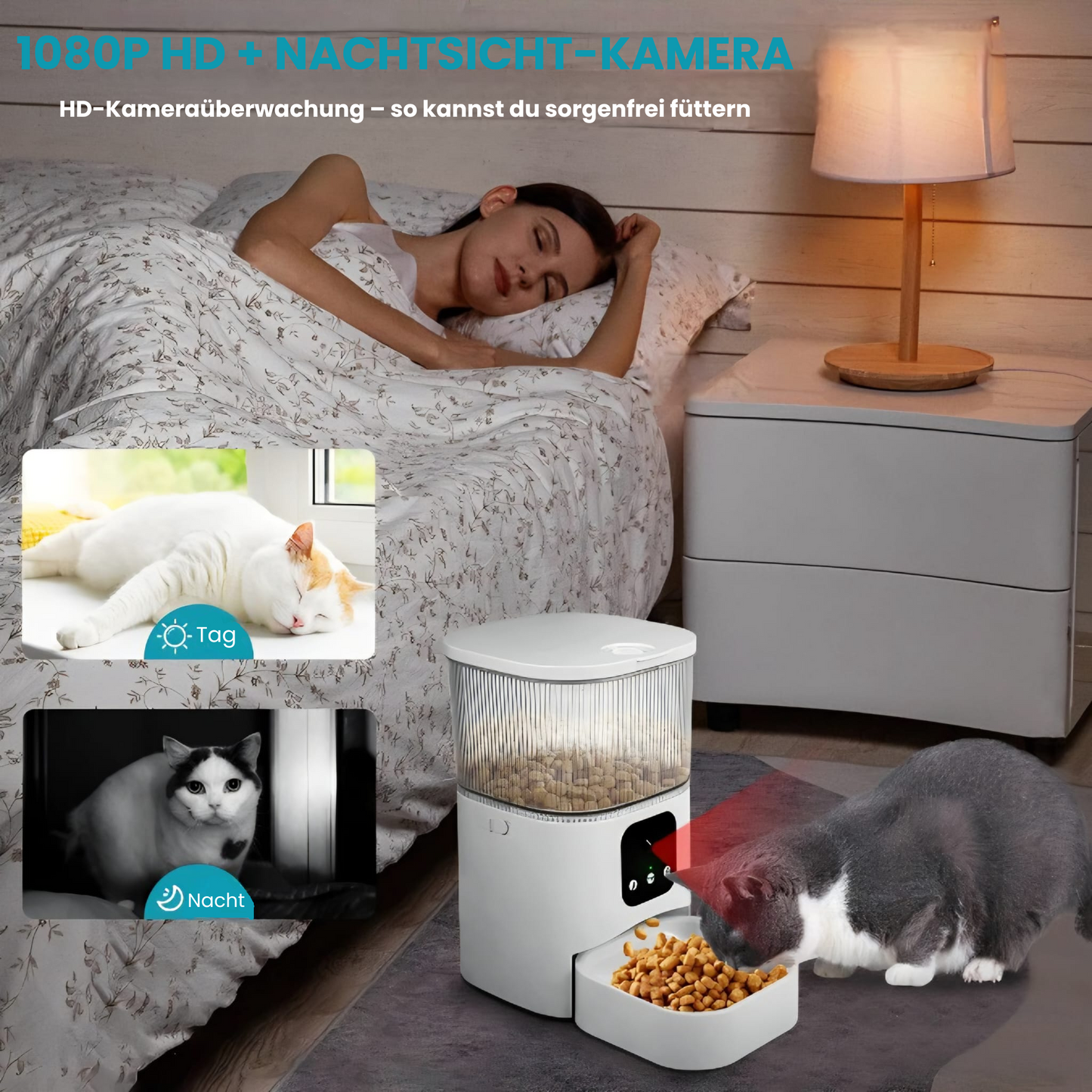 Futterautomat mit Kamera & App – 3L TierProTech SmartFeed für Katzen & kleine Hunde (WLAN, HD, 2-Wege-Audio)