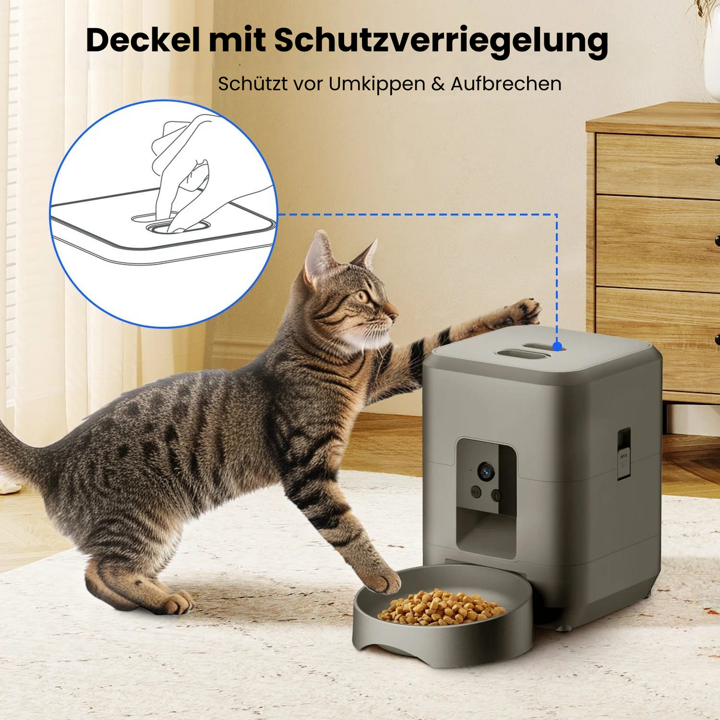 Automatischer Futterautomat mit Kamera – 2 L, App-Steuerung & WLAN für Hunde & Katzen