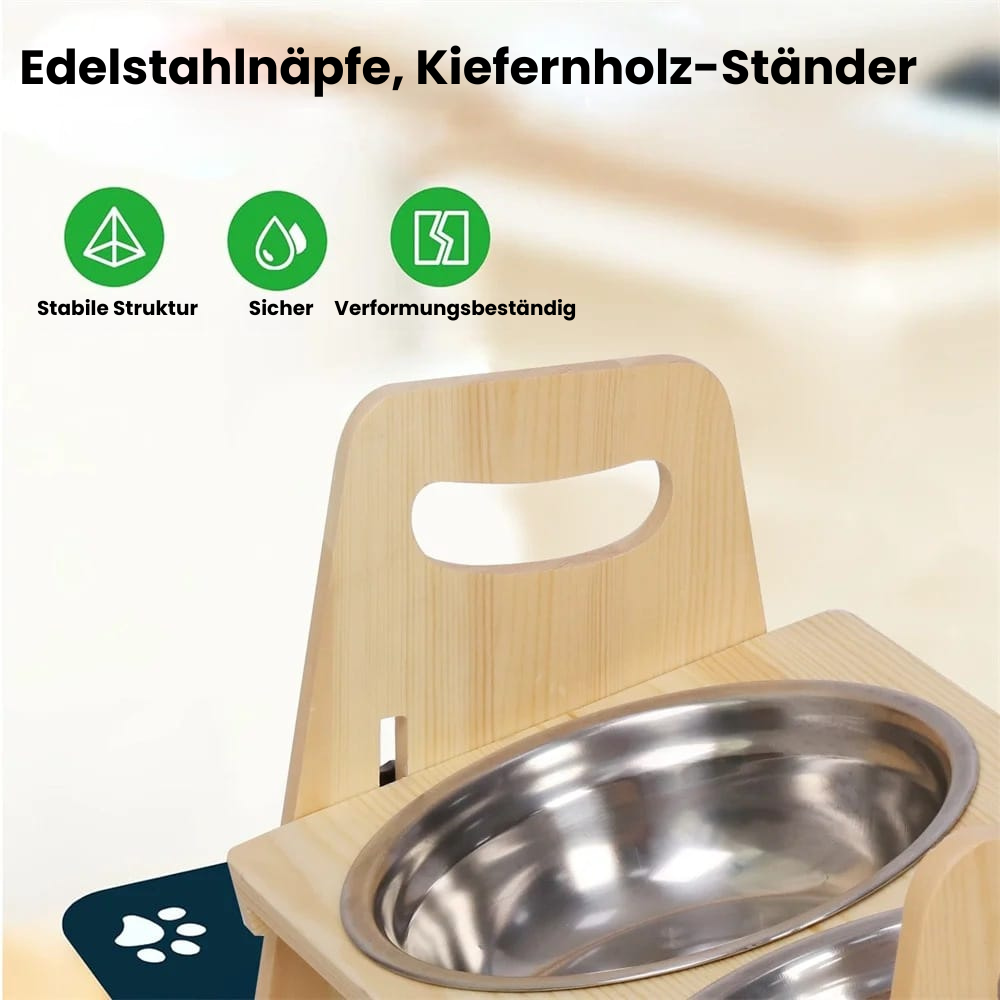 Höhenverstellbarer Hundenapf aus Naturholz – Komfort & Gesundheit für deinen Hund 🐾