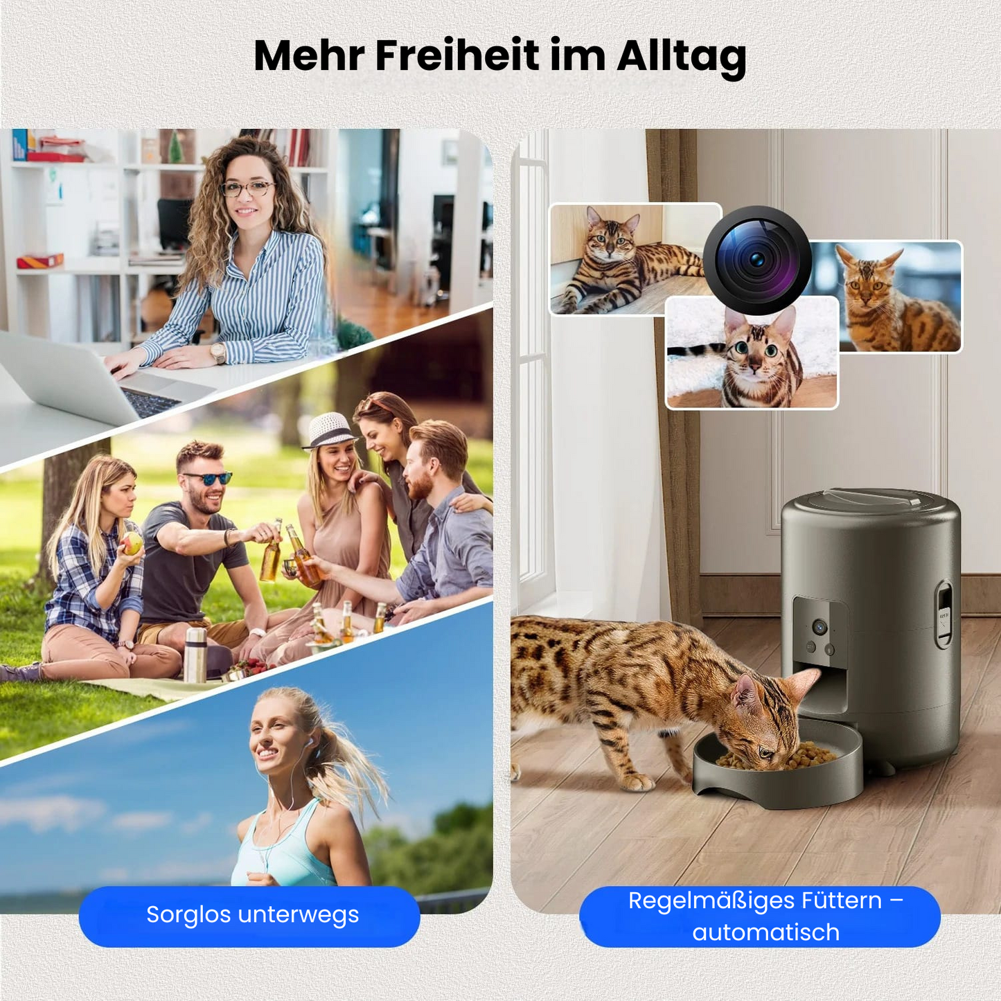 Automatischer Futterautomat mit Kamera – 2 L, App-Steuerung & WLAN für Hunde & Katzen