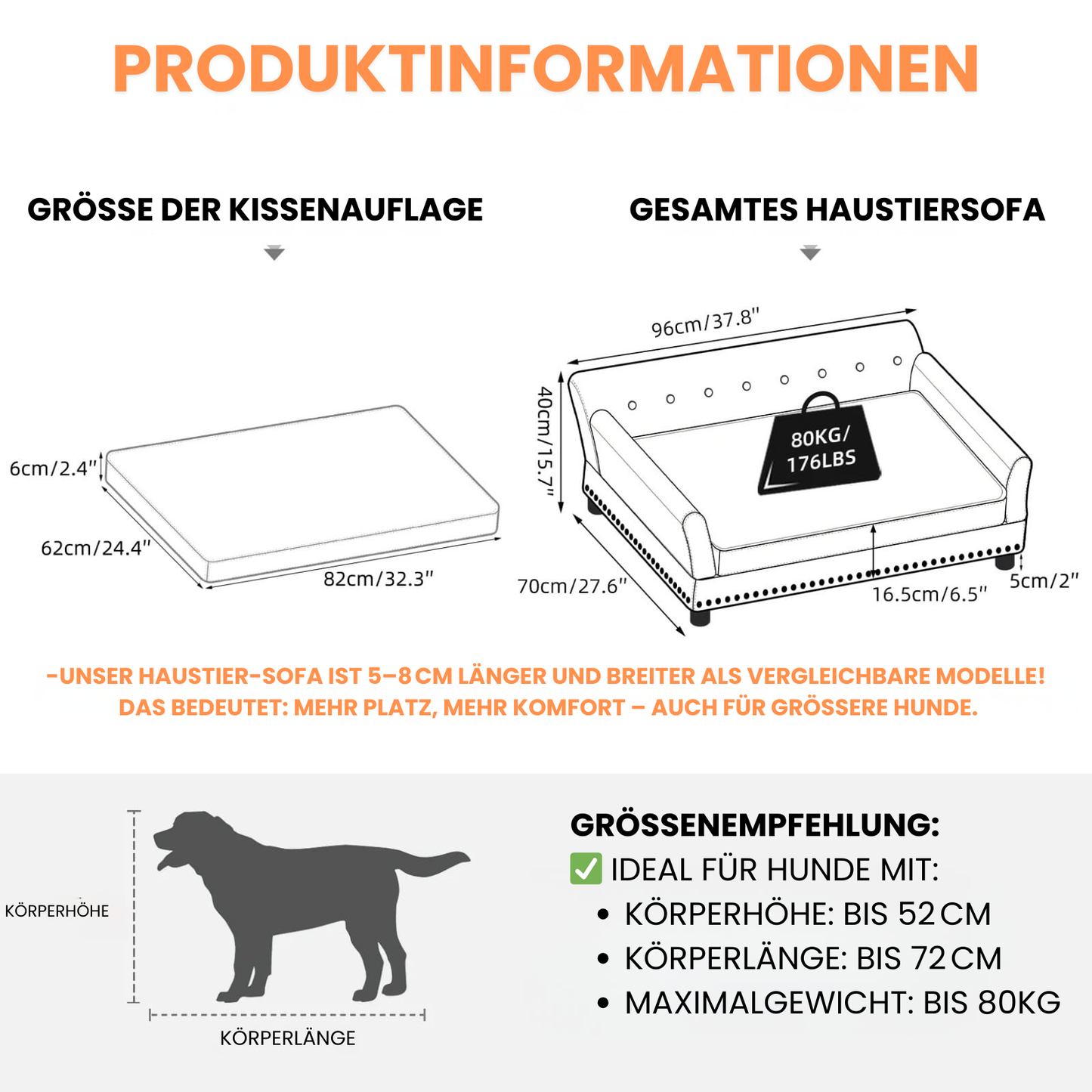 Luxus Hundesofa in Lederoptik – Stilvoll, bequem & perfekt für große Fellnasen