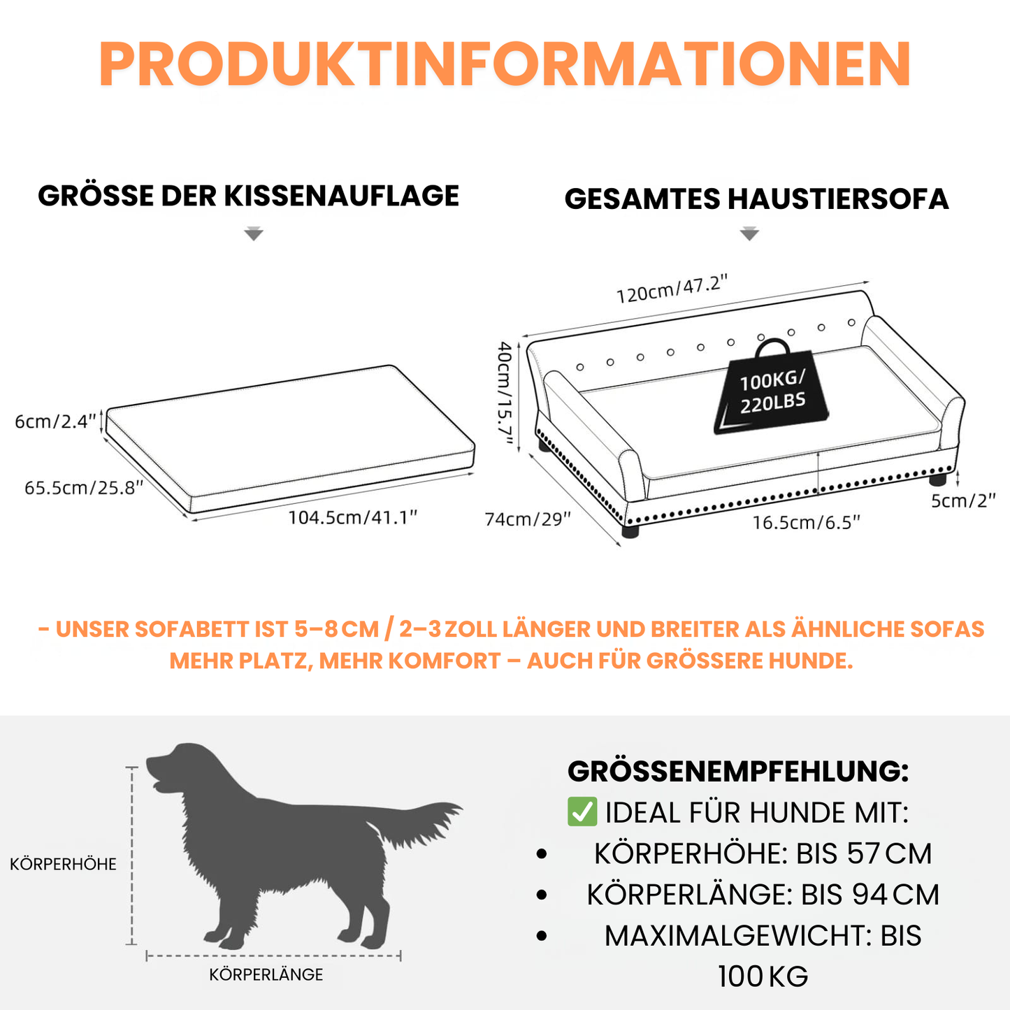 Luxus Hundesofa in Lederoptik – Stilvoll, bequem & perfekt für große Fellnasen