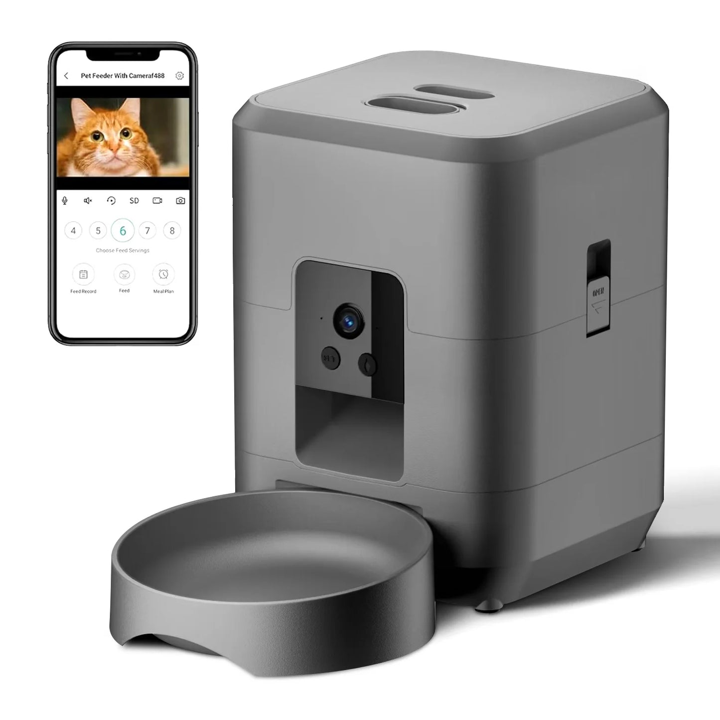 Automatischer Futterautomat mit Kamera – 2 L, App-Steuerung & WLAN für Hunde & Katzen