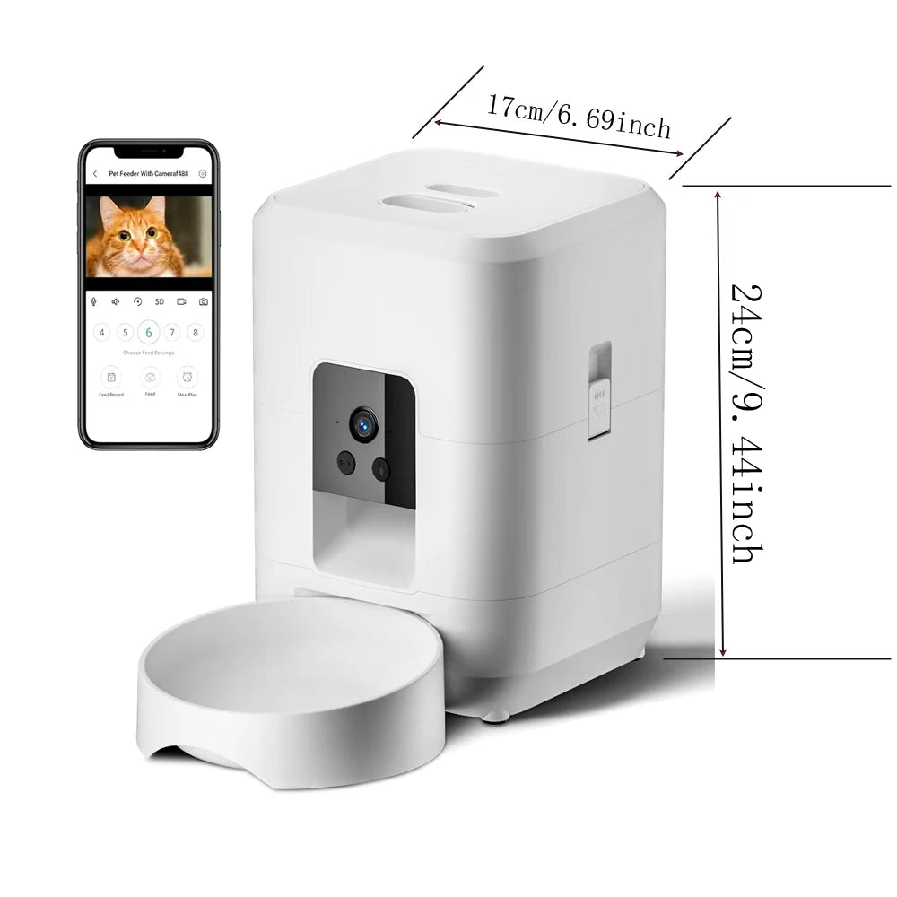 Automatischer Futterautomat mit Kamera – 2 L, App-Steuerung & WLAN für Hunde & Katzen
