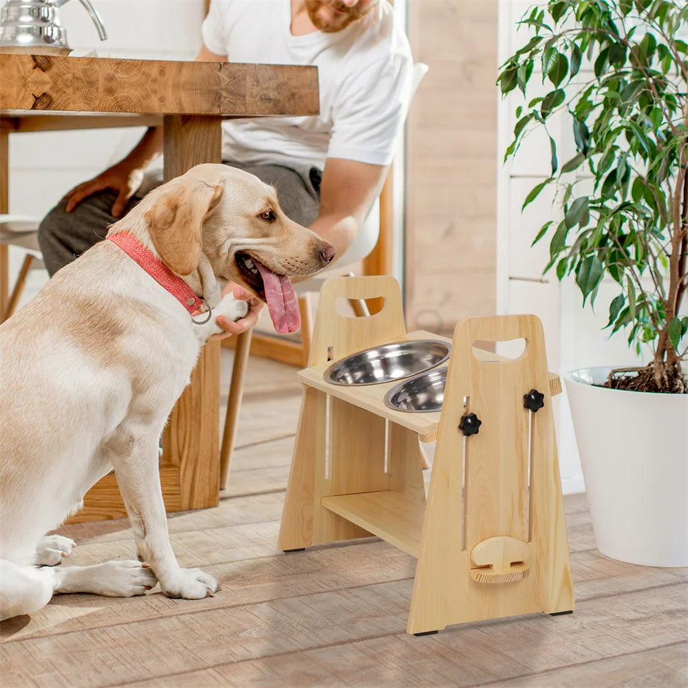 Höhenverstellbarer Hundenapf aus Naturholz – Komfort & Gesundheit für deinen Hund 🐾