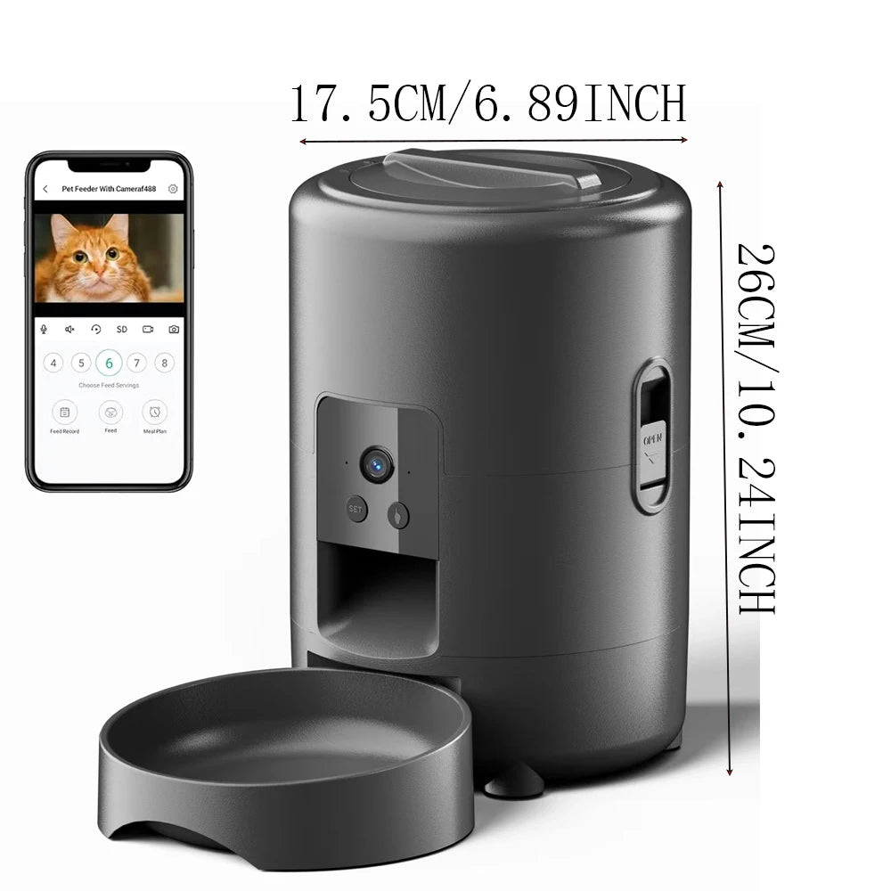 Automatischer Futterautomat mit Kamera – 2 L, App-Steuerung & WLAN für Hunde & Katzen