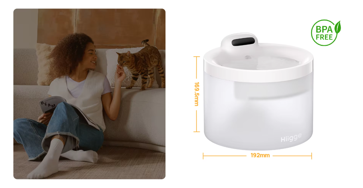 Hiigge Snowball SE – Smarter Wasserbrunnen für glückliche Katzen & Hunde (kabellos, 96 Tage Laufzeit)