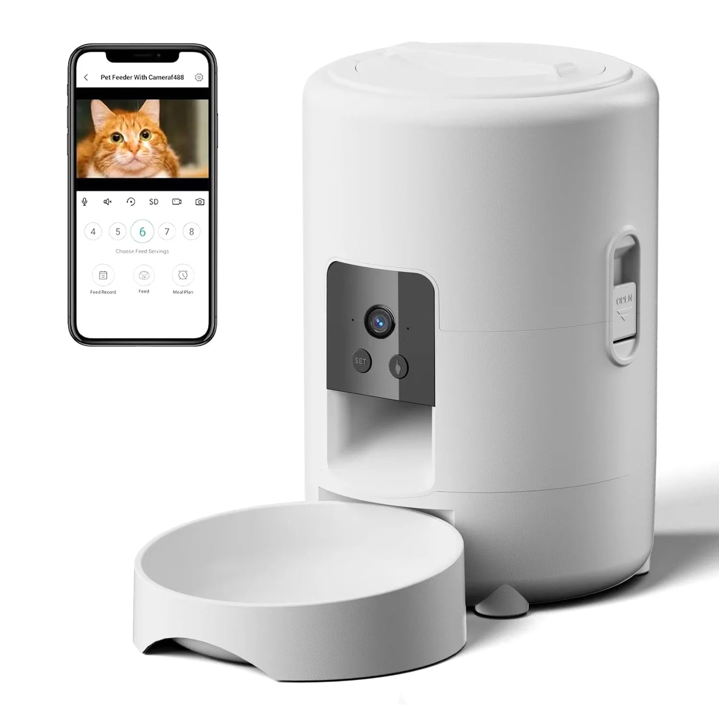 Automatischer Futterautomat mit Kamera – 2 L, App-Steuerung & WLAN für Hunde & Katzen