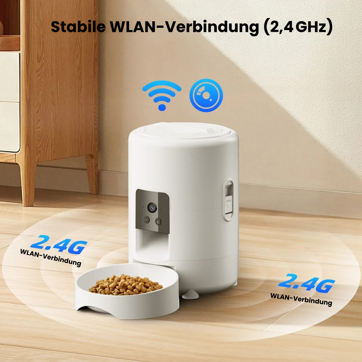 Automatischer Futterautomat mit Kamera – 2 L, App-Steuerung & WLAN für Hunde & Katzen