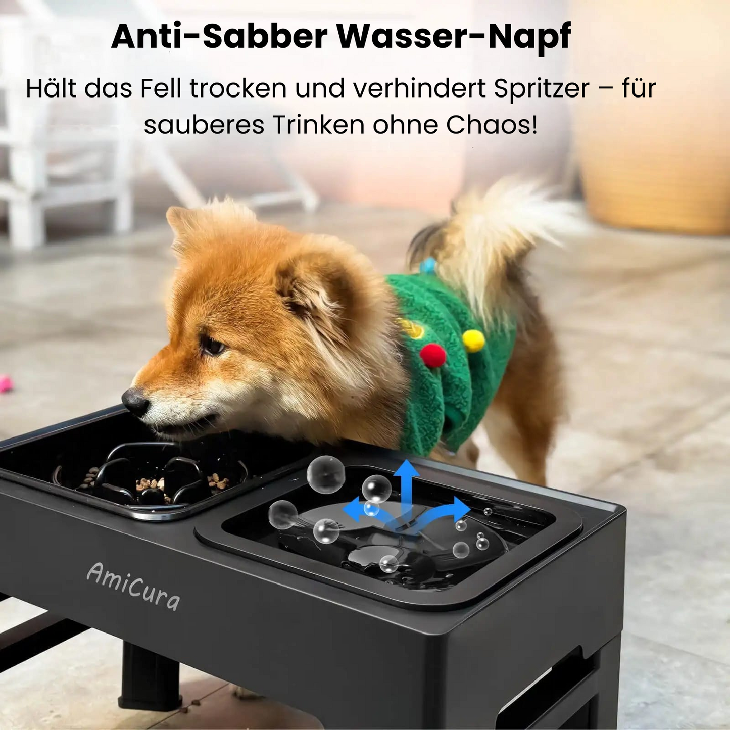 Anti-Sabber & Anti-Schling Napf – Höhenverstellbarer Futternapf für gesunde Hunde