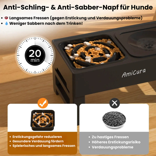 Anti-Sabber & Anti-Schling Napf – Höhenverstellbarer Futternapf für gesunde Hunde