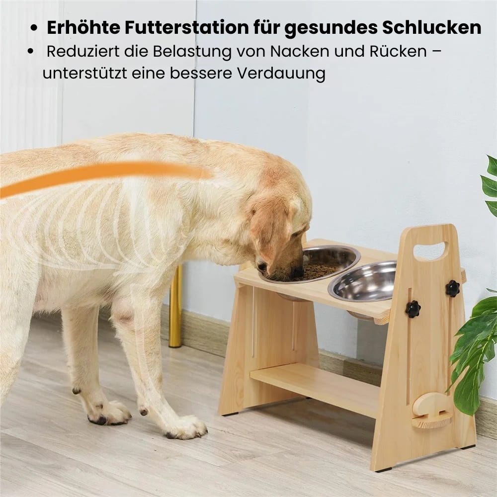 Höhenverstellbarer Hundenapf aus Naturholz – Komfort & Gesundheit für deinen Hund 🐾