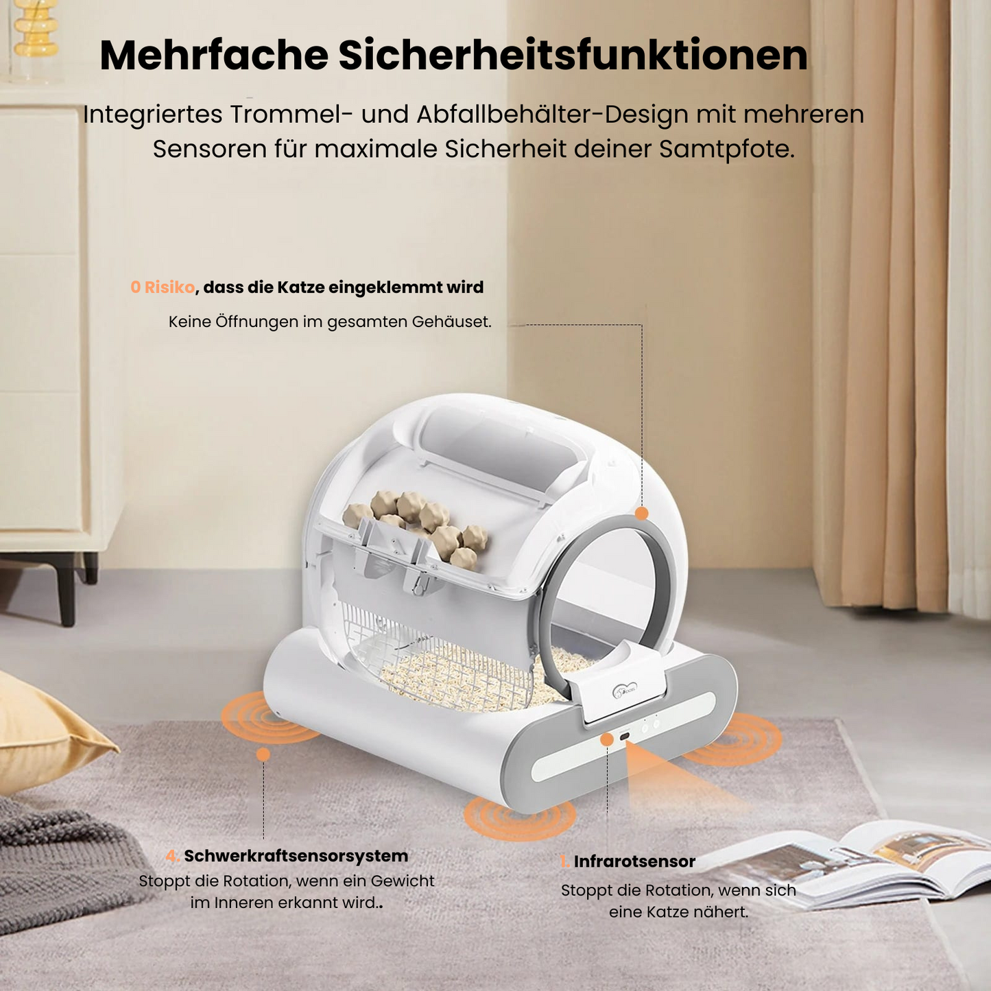 Vollautomatische Katzentoilette – Intelligente Reinigung & Gesundheitskontrolle