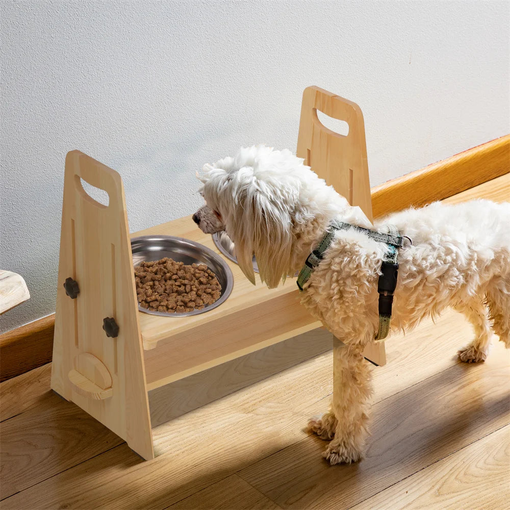 Höhenverstellbarer Hundenapf aus Naturholz – Komfort & Gesundheit für deinen Hund 🐾